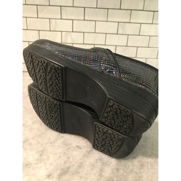 Dansko Professional Clogs Womens 38 Black Metallic Stripe Comfort Nursing Shoes - Picture 5 of 9